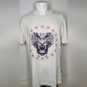 Just Cavalli White T-shit with Graphic Lion Print
